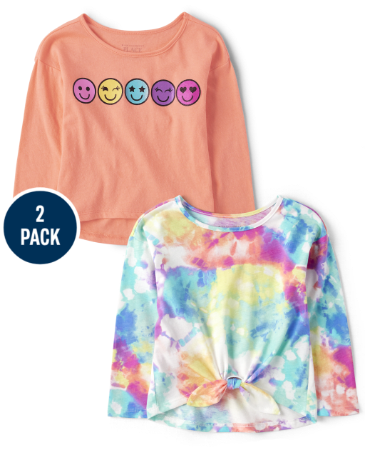 Toddler Girls Tie Dye Boxy Top 2-Pack