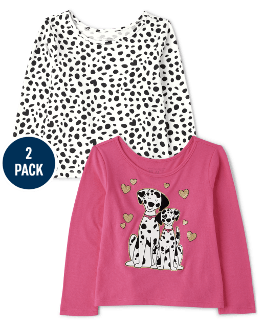 Pack de 2 tops de dálmata para niñas pequeñas