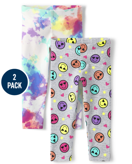 Pack de 2 calzas estampadas para niñas pequeñas