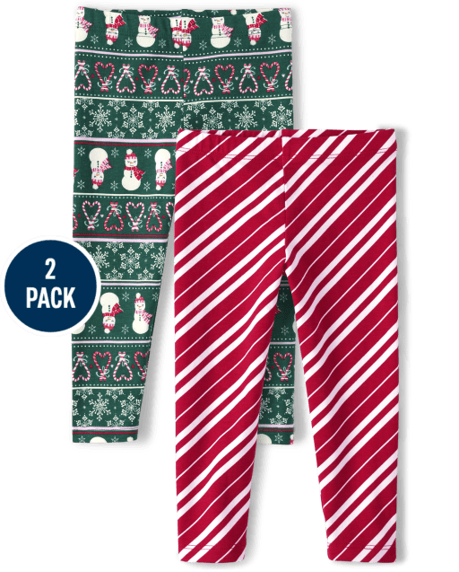 Toddler Girls Christmas Leggings 2-Pack