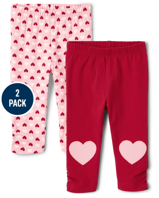 Pack de 2 leggings con forma de corazón para bebé niña