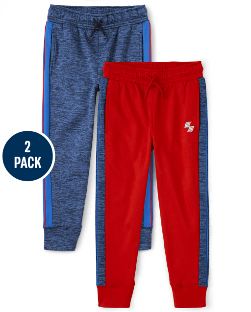 Pack de 2 pantalones jogger de rendimiento con rayas laterales para niños