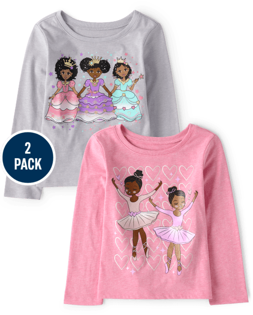 Baby And Toddler Girls Princess Graphic Tee 2-Pack