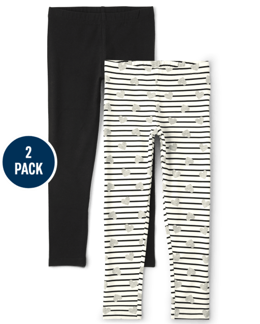Girls Heart Leggings 2-Pack