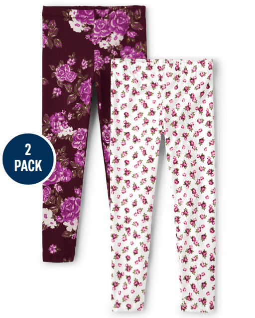 Girls Floral Leggings 2-Pack
