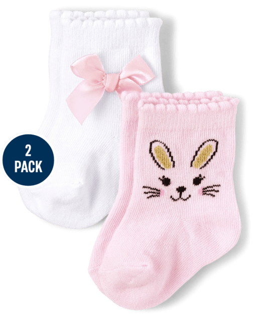 Baby Girls Bunny Midi Socks 2-Pack