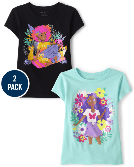 Lot de 2 t-shirts graphiques pour filles