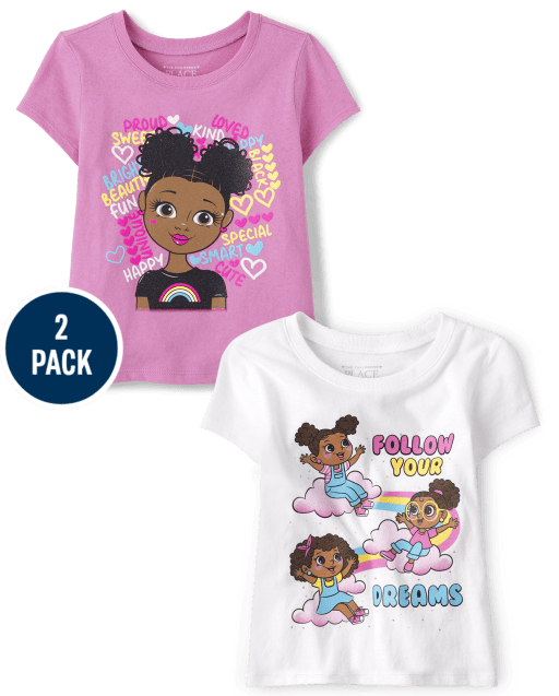 Baby And Toddler Girls Dream Girl Graphic Tee 2-Pack