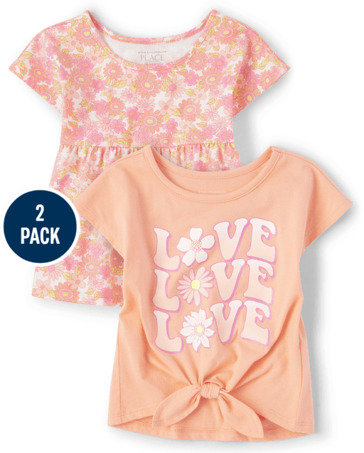 Toddler Girls Love Tie Front Top 2-Pack
