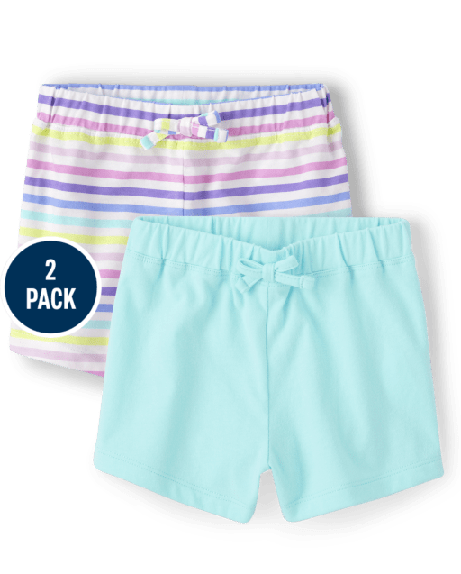 Toddler Girls Striped Pull On Shorts 2-Pack