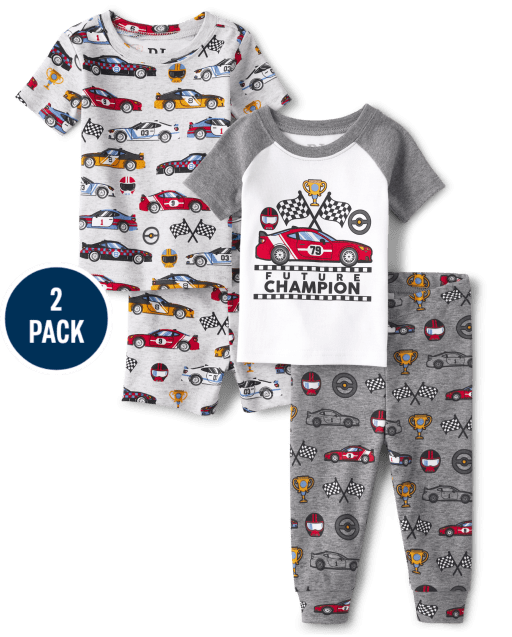 Baby And Toddler Boys Racecar Snug Fit Cotton Pajamas 2-Pack