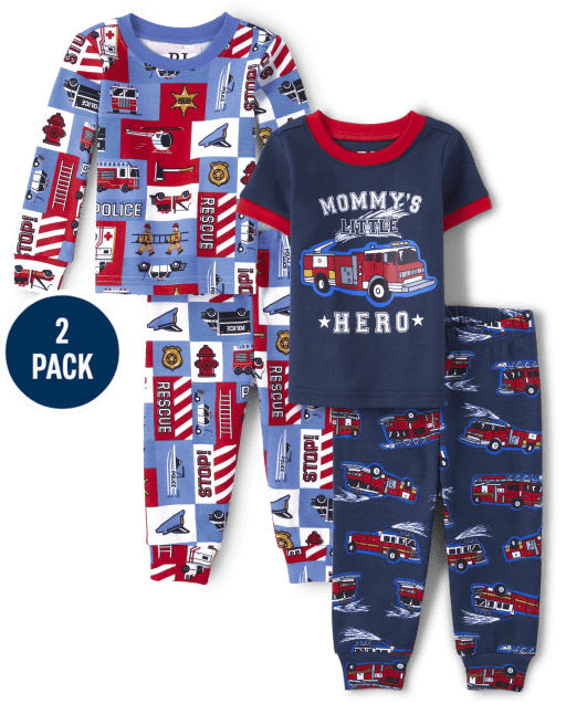 Lot de 2 pyjamas ajustés en coton pour bébé et tout-petit garçon