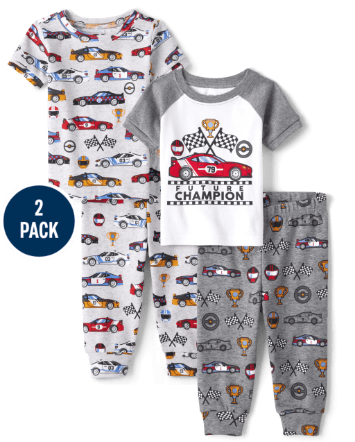 Lot de 2 pyjamas en coton coupe ajustée Racecar pour bébés et tout-petits garçons