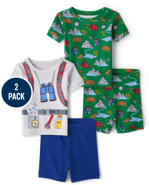 Lot de 2 pyjamas unisexes en coton ajustés pour bébé et tout-petit
