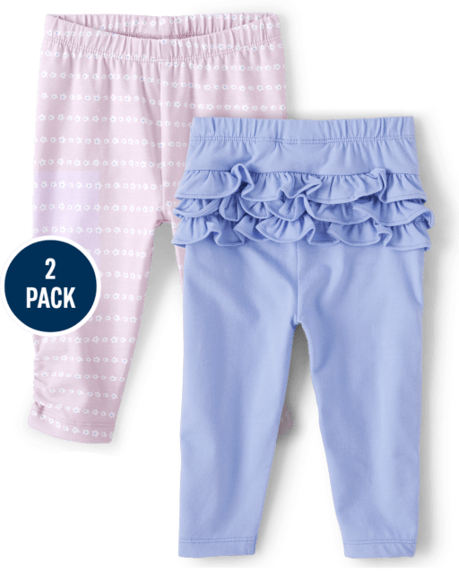 Baby Girls Floral Ruffle Pants 2-Pack