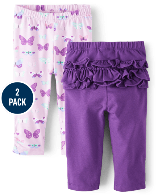 Baby Girls Butterfly Ruffle Pants 2-Pack