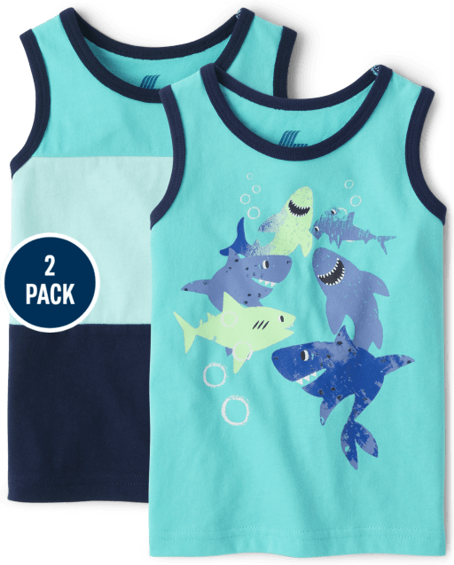 Baby And Toddler Boys Shark Tank Top 2-Pack