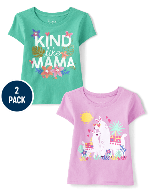 Baby And Toddler Girls Mom Graphic Tee 2-Pack