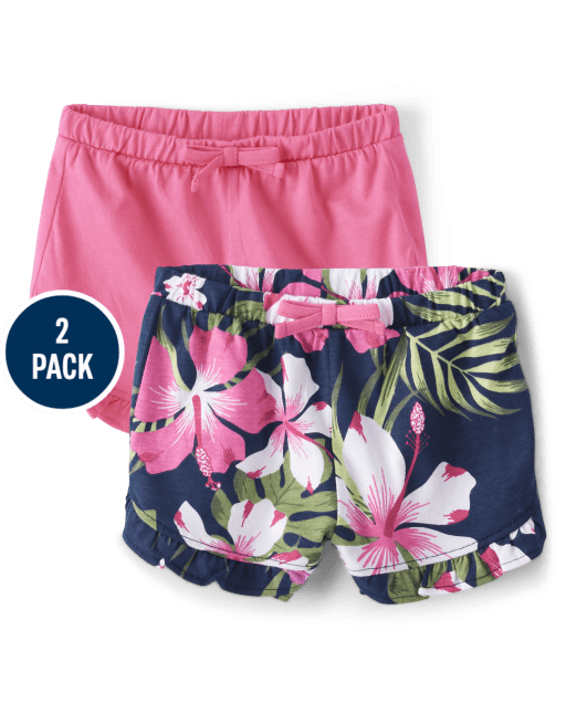 Pack de 2 Shorts con Volantes Tropicales para Bebé Niña