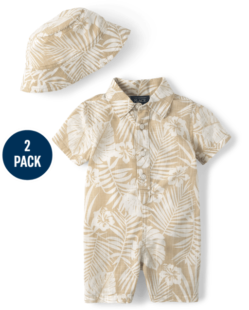 Ensemble de barboteuse tropicale assortie pour bébé garçon