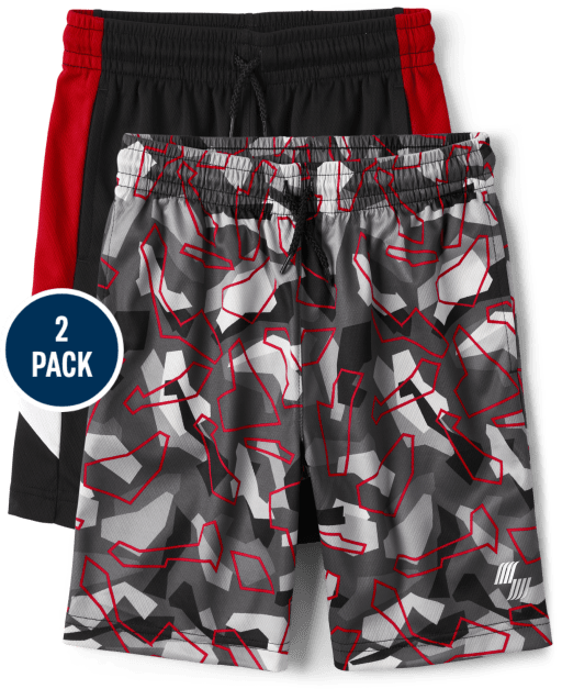 Lot de 2 shorts de basket-ball performants en maille imprimée pour garçon