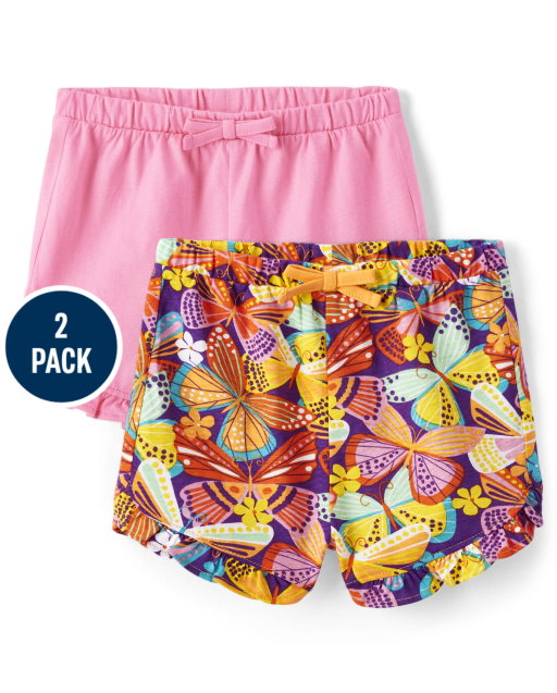 Baby Girls Print Ruffle Shorts 2-Pack