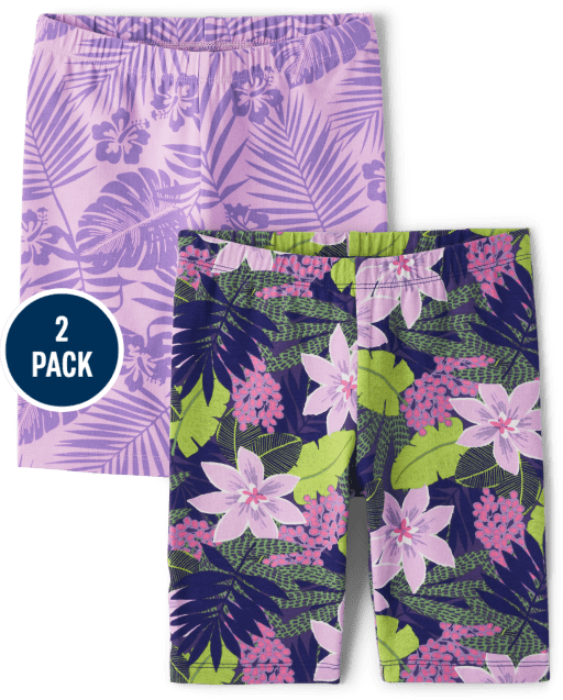 Pack de 2 pantalones cortos ciclistas tropicales para niña