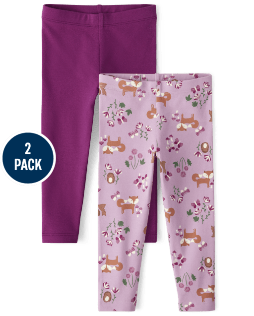 Toddler Girls Fox Leggings 2-Pack