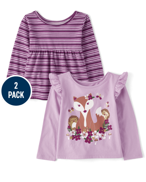 Toddler Girls Fox Flutter Top 2-Pack