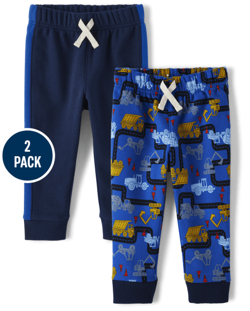 Baby And Toddler Boys Truck Fleece Jogger Pants 2-Pack
