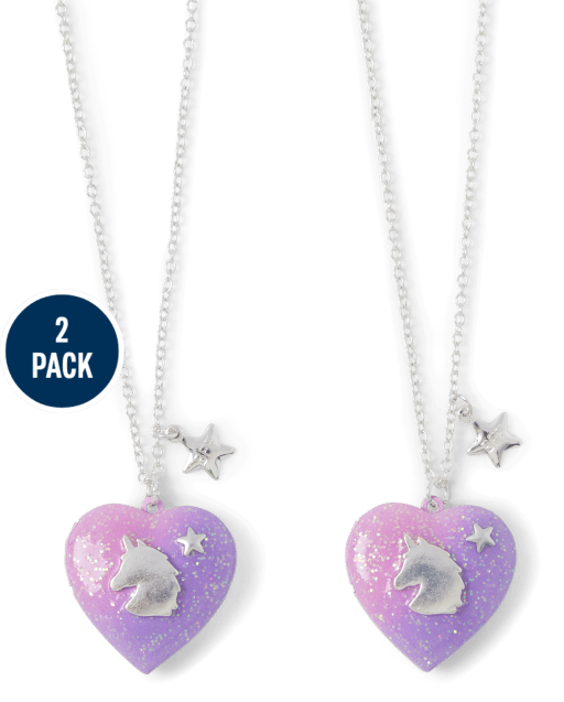 Girls Unicorn BFF Locket Necklace 2-Pack