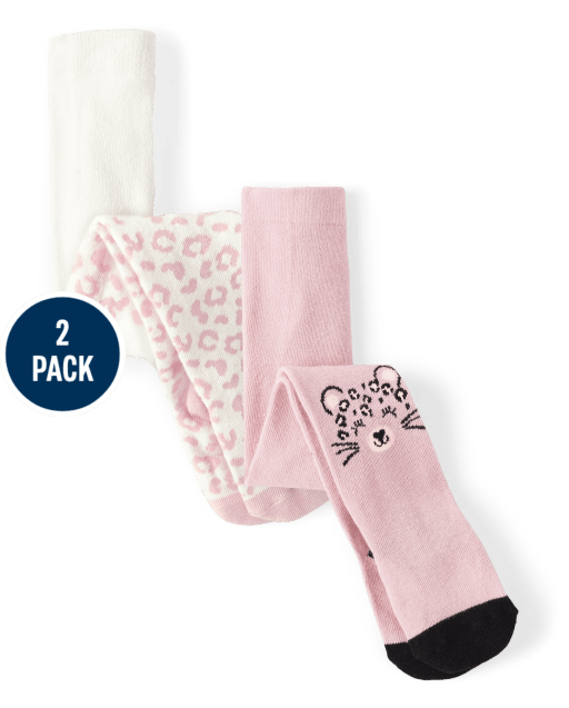 Baby And Toddler Girls Leopard Tights 2-Pack