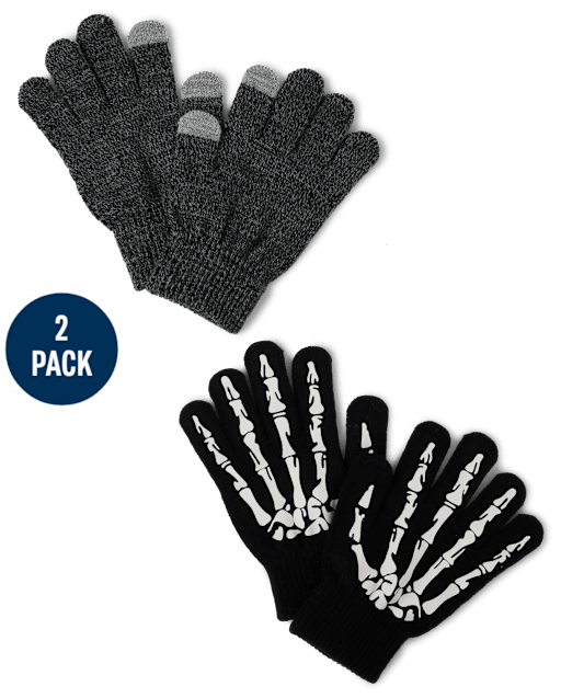 Garçons Glow Skeleton Gants Textos 2-Pack