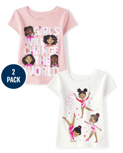 Baby And Toddler Girls Gymnasts Graphic Tee 2-Pack