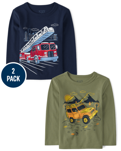 Baby And Toddler Boys Vehicle Graphic Tee 2-Pack