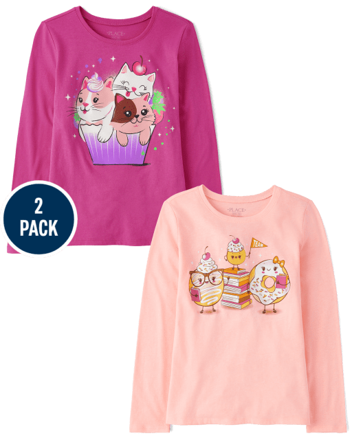 Lot de 2 t-shirts graphiques Dessert pour filles