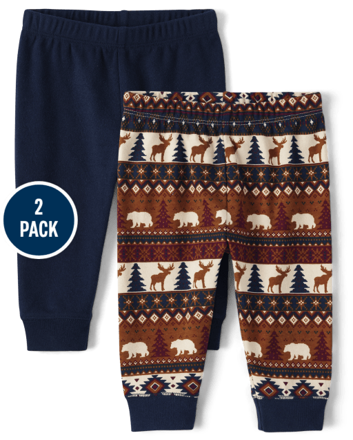 Baby Boys Animal Fairisle Pants 2-Pack