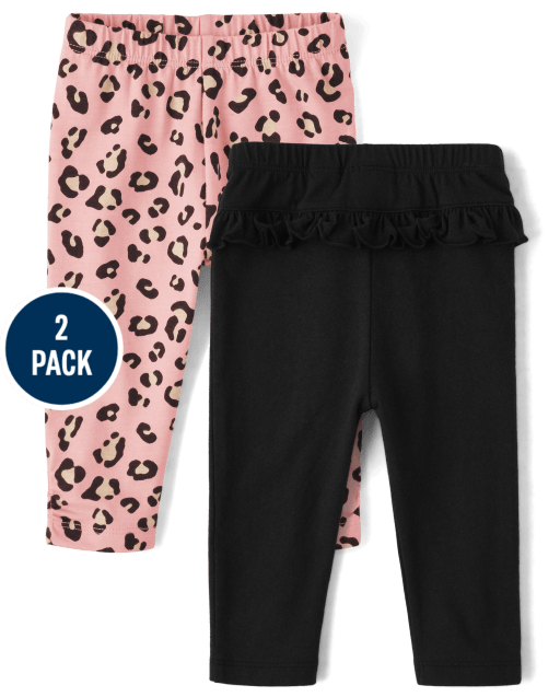 Baby Girls Leopard Ruffle Leggings 2-Pack