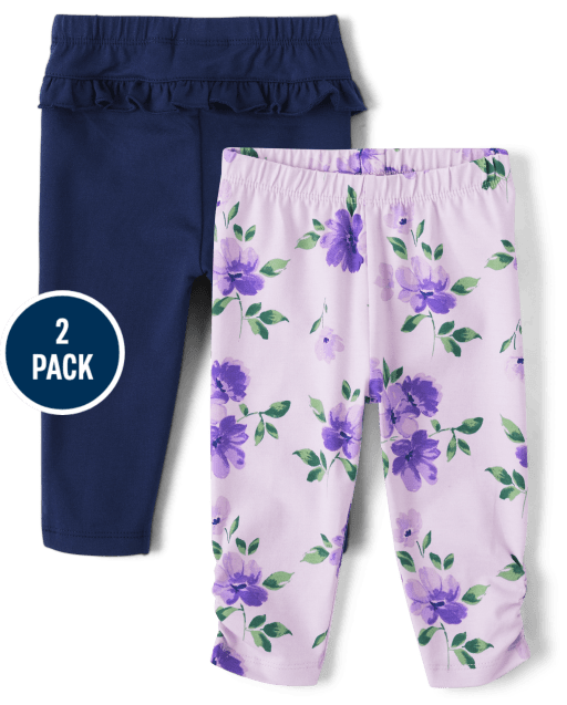 Baby Girls Floral Ruffle Leggings 2-Pack