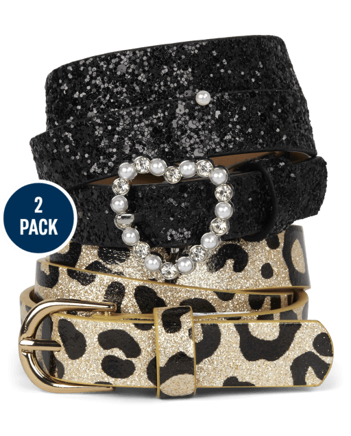 Girls Leopard Belt 2-Pack