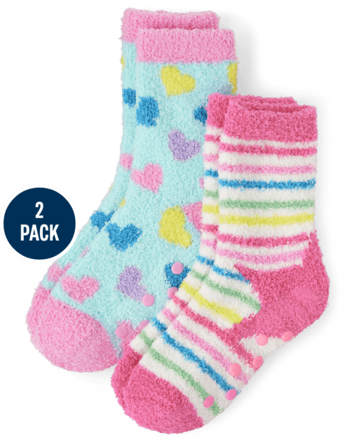 Girls Heart Cozy Socks 2-Pack