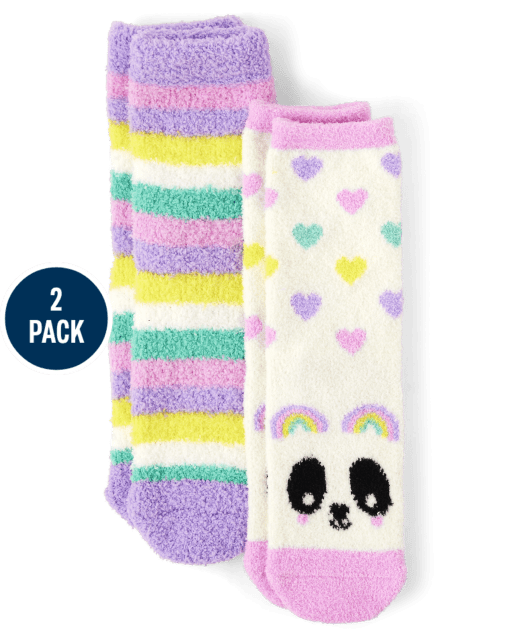 Girls Panda Cozy Socks 2-Pack