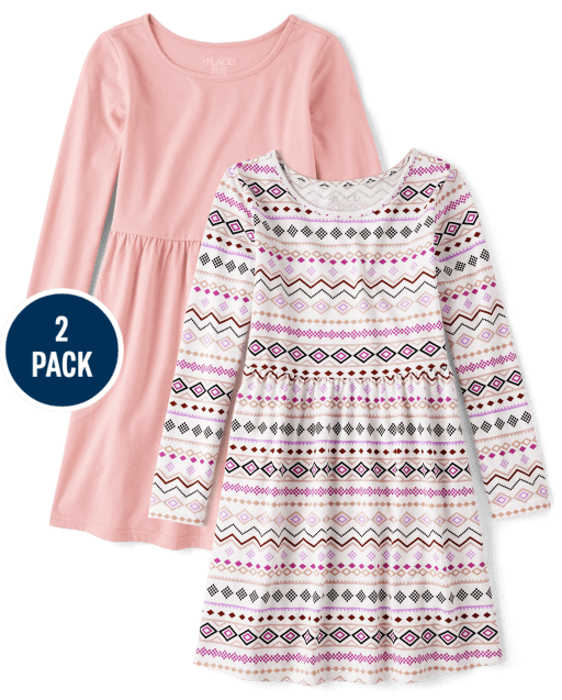 Girls Print Everyday Dress 2-Pack