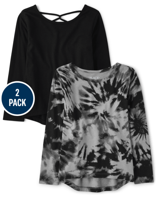 Lot de 2 hauts haut-bas tie-dye pour fille