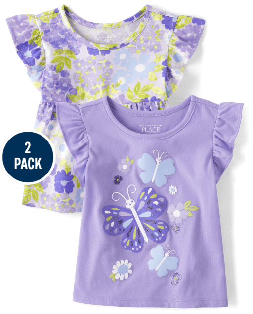 Toddler Girls Butterfly Flutter Tank Top 2-Pack