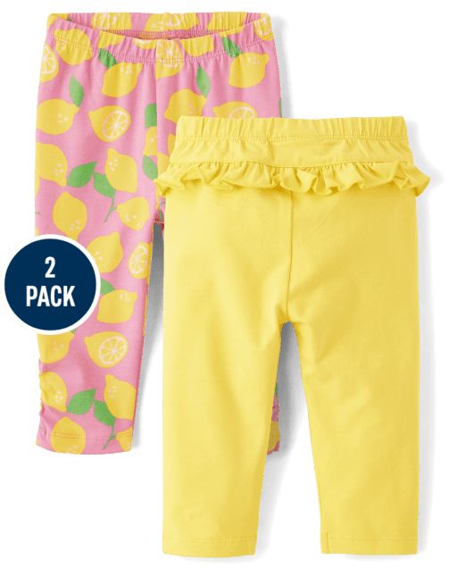 Baby Girls Lemon Ruffle Leggings 2-Pack