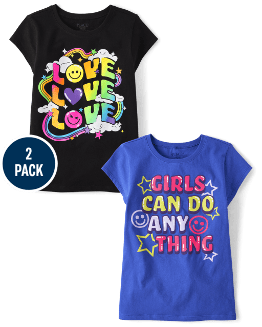 Girls Positivity Graphic Tee 2-Pack
