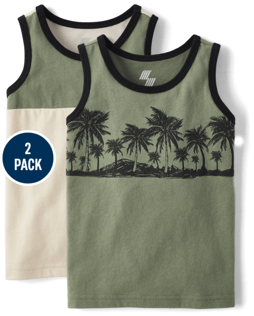 Baby And Toddler Boys Palm Tree Tank Top 2-Pack