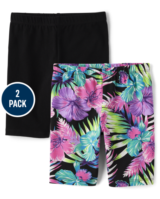 Girls Tropical Bike Shorts 2-Pack