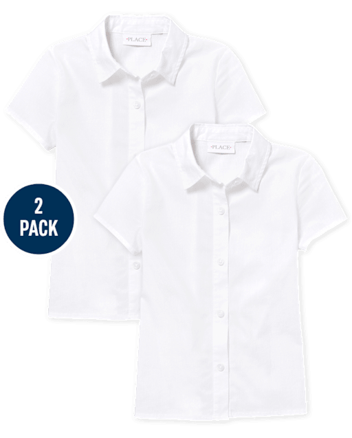Girls Uniform Button Up Shirt 2-Pack